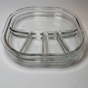 ✨ 3 for $45 ✨ 2 Vintage Clear Glass Divided Plates  Mid-Century Party Trays